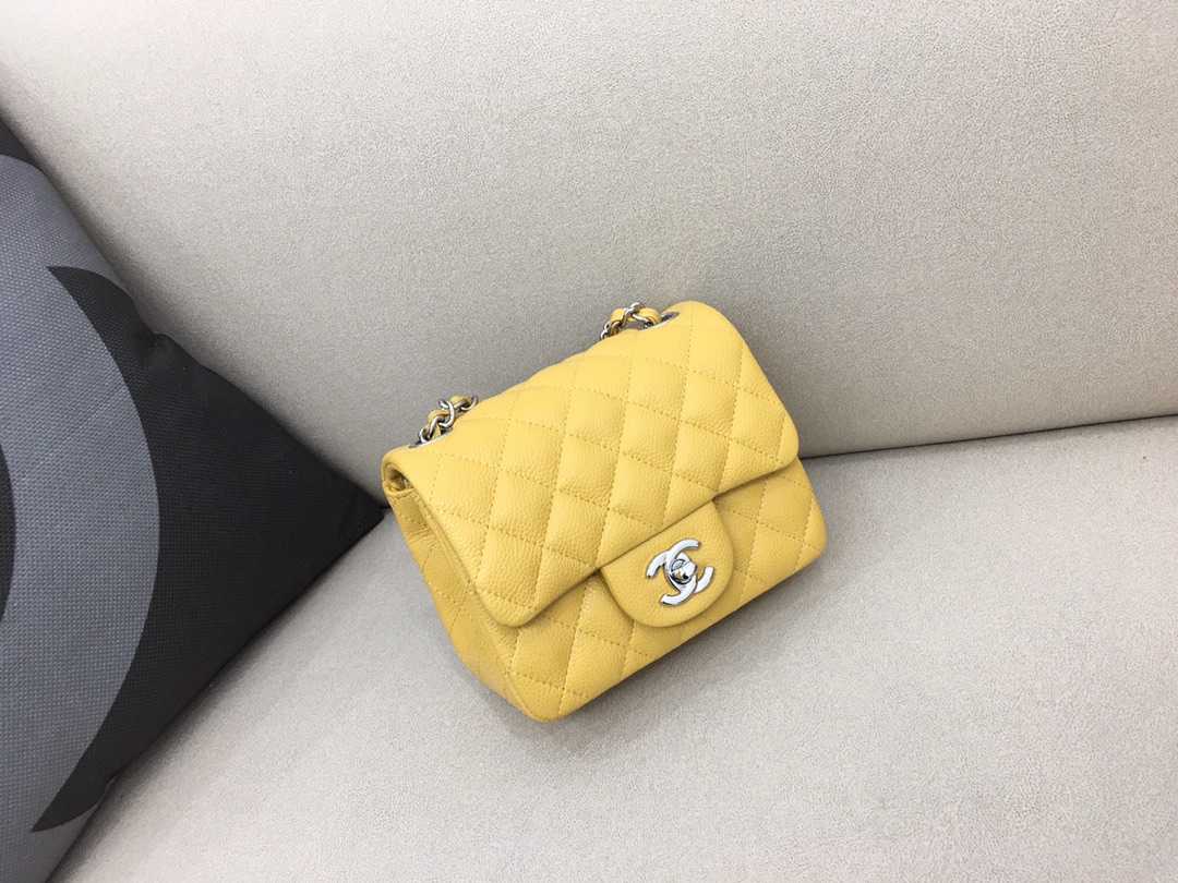 Mini Classic Flap Caviar Bag A01115 Yellow/Silver